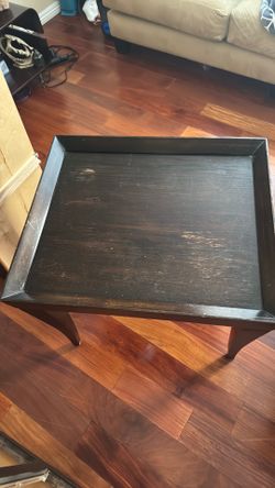 espresso-finished wood tray-top table