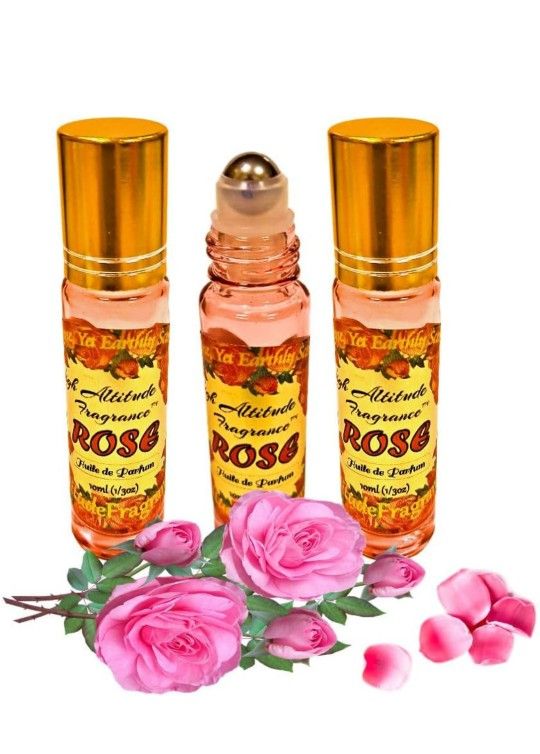 ROSE Perfume Oil - All-Natural Essential Oil Fragrance - Huile de Parfum - Bulgarian Damask Rosa Damascena Petals Otto,Tea Rose, De Mai - Roll On Roll
