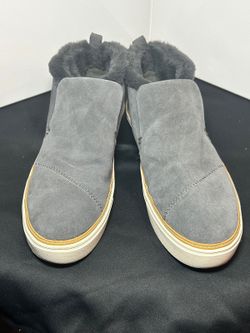 TOMS Gray Faux Fur Lined Suede Slip-On Ankle Boots