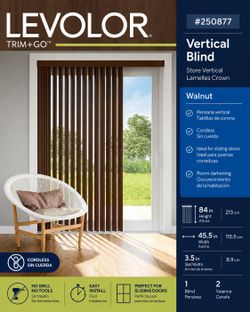 LEVOLOR Trim+Go Cordless Vertical Blinds – Walnut – New 🌟