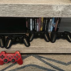 PS3 Slim, 5 Controllers, 16 Games 