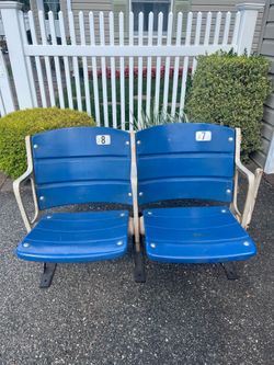 Authentic Shea Stadium Blue Seats - Pair (Seats 7 & 8) with Freestanding Brackets