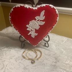 Pearl, Ivory and Gold, Gold Heart With Wings Charm Bracelets 