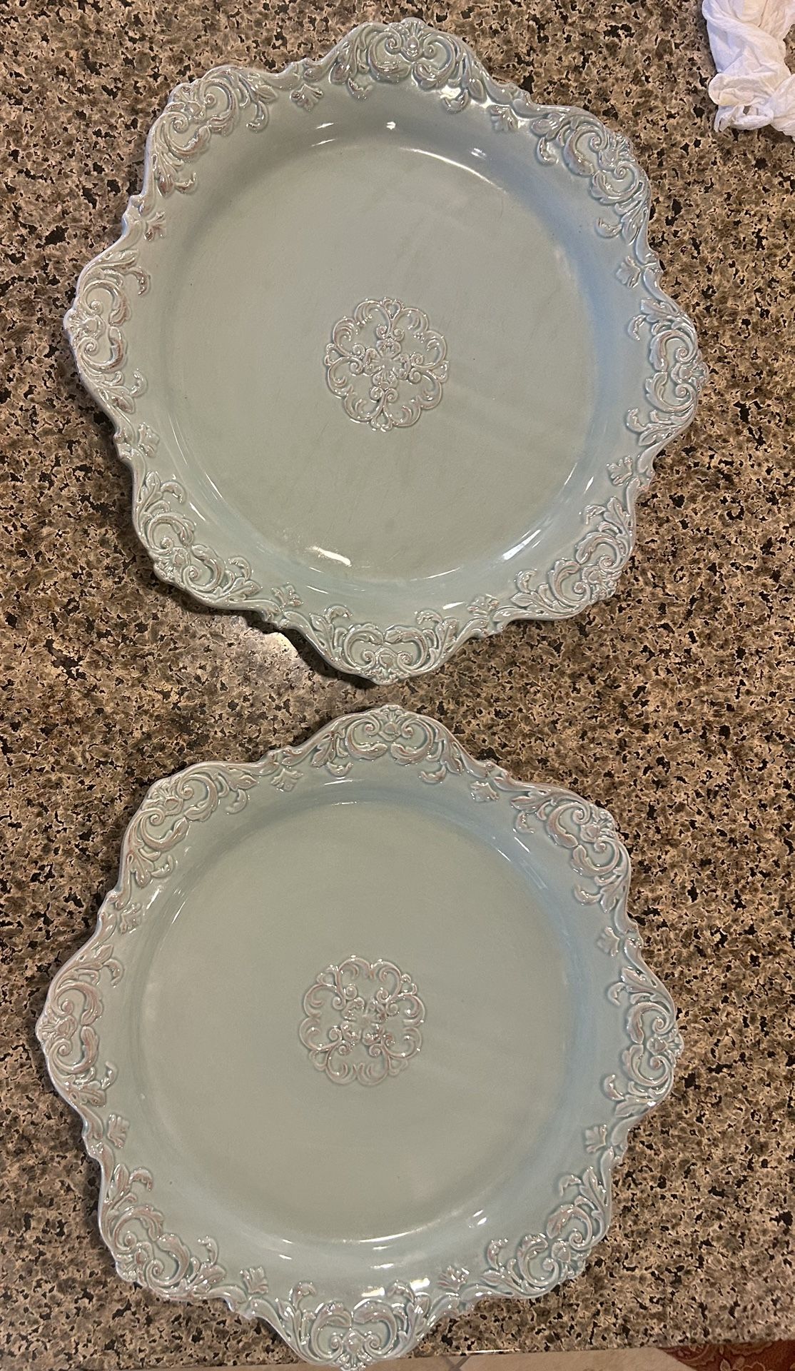 2 Beautiful Decorative Plates .. 14 Inch Diameter…$25.00 Set Firm
