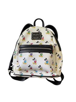 DISNEY PARKS LOUNGEFLY  MICKEY MOUSE WHITE MINI BACKPACK (FAC-073(contact info removed)4)