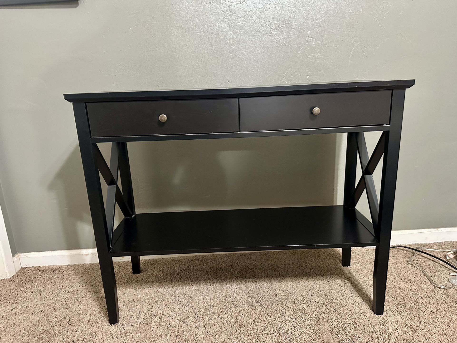 Modern Black Console / Entry Table - Built-In Cable Management