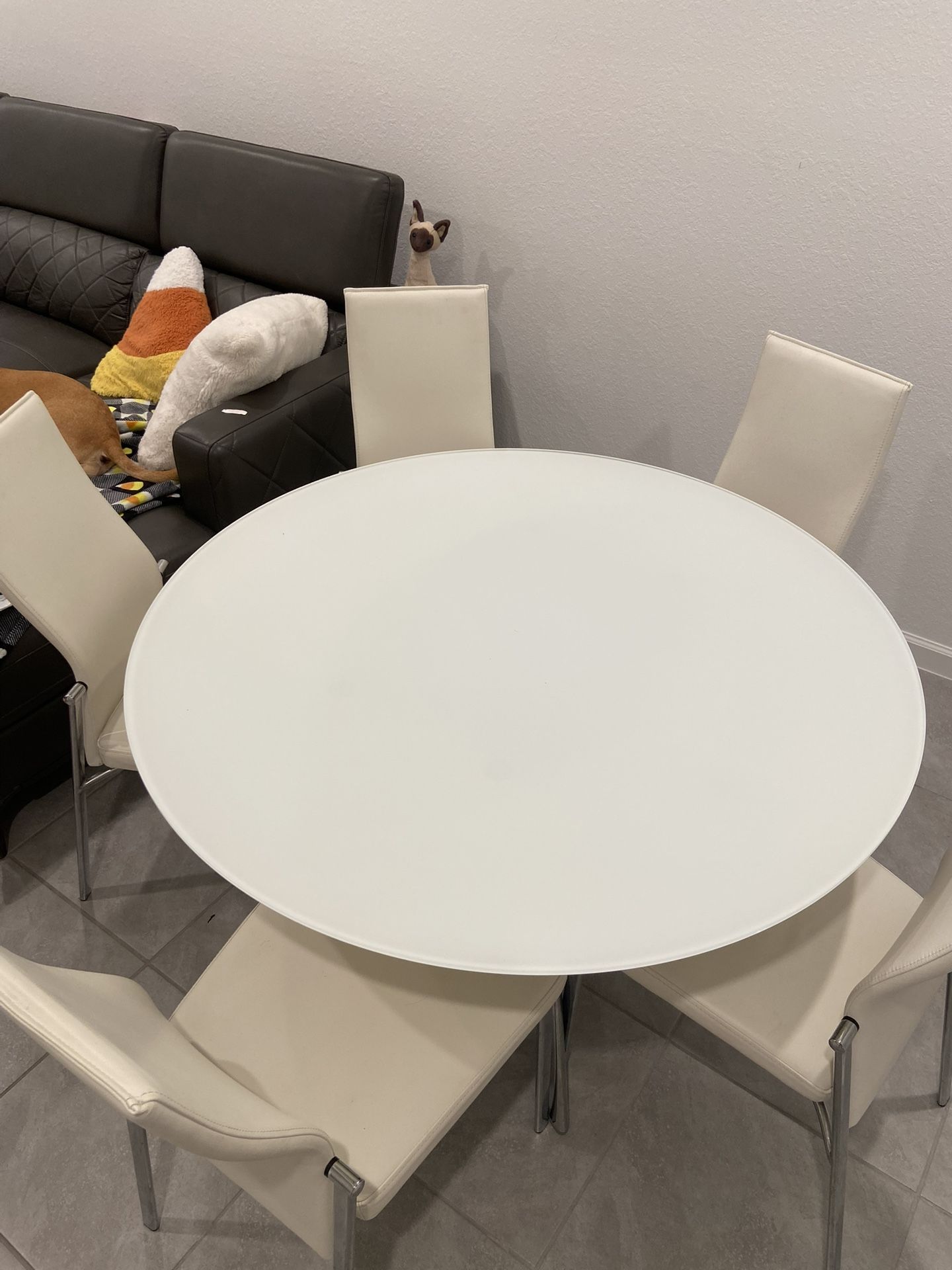 Dining Room Table And Leather Chairs