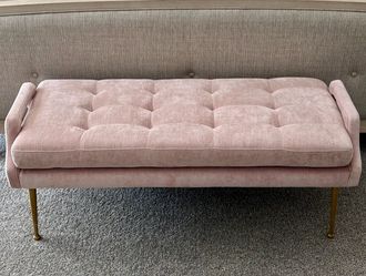 47” Pink Velvet Tufted Bench with Gold Legs