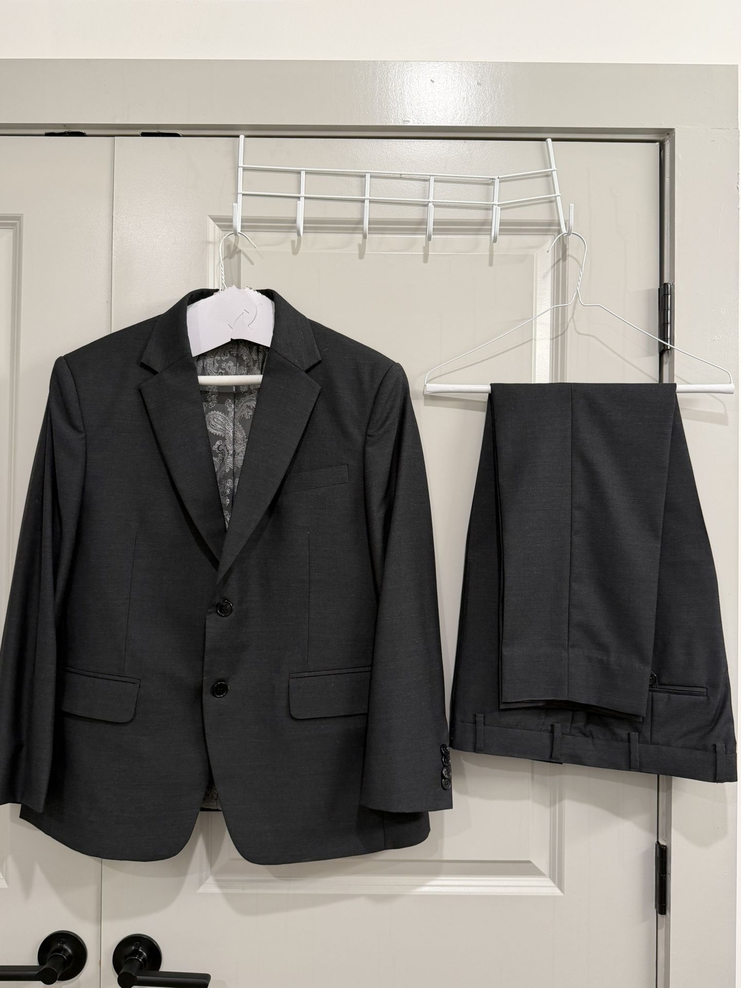 Charcoal Grey Suit With Silver Interior Lining and pants