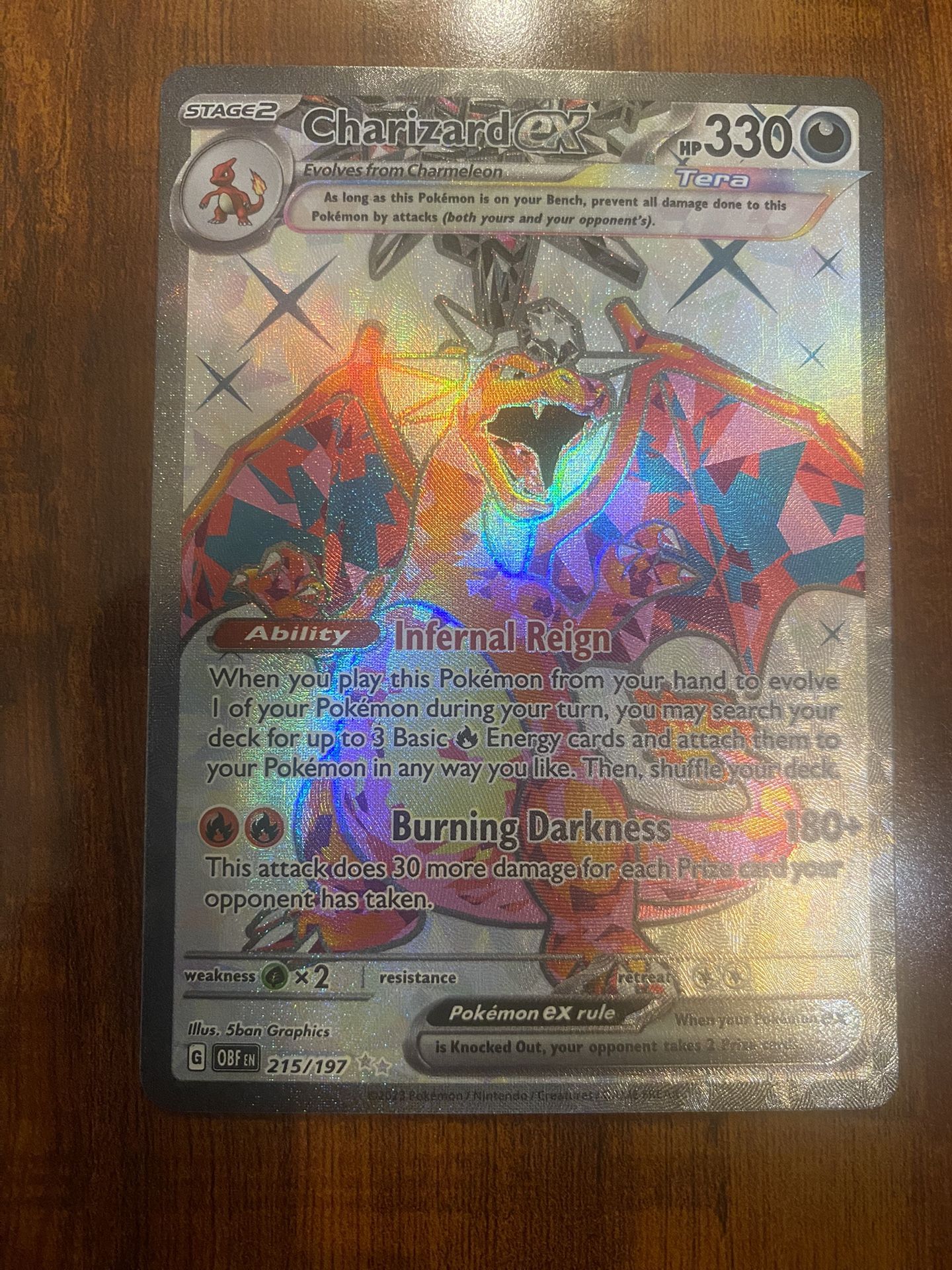 Pokemon Obsidian Flames Charizard Full Art Secret Rare Holo 215/197 NM! 🔥