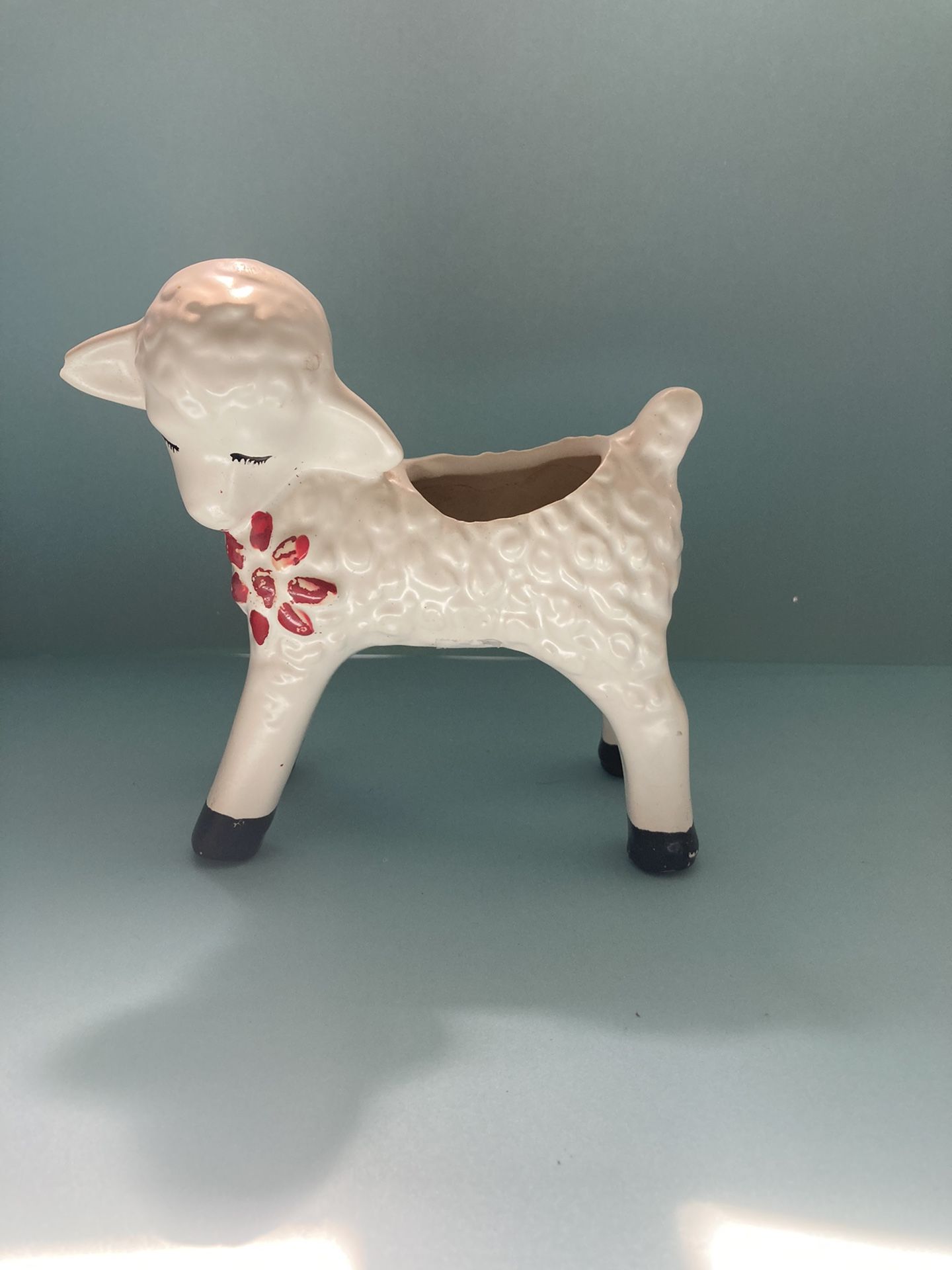 Vintage MCM Era Ceramic Lamb Planter Mid Century Modern Kitschy