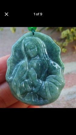 Certificate Jadeite Burmese Green Jade Green purity Virgin Mary Amulet Pendant