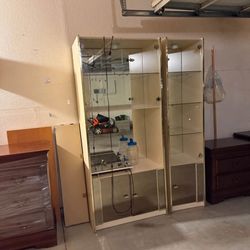 Elegant Beige Small Wall Unit  Entertainment Center. 