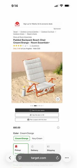 Backpack beach chair