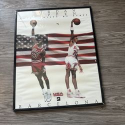Vintage 1992 Nike Poster Jordan Pippen Joint Chiefs Barcelona Chicago  16x20