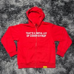 Red awful lot of cough syrup hoodie zip up
