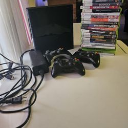 Xbox 360, 3 Controllers,  And 20 Games