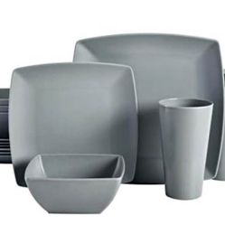 Square Melamine 16-Pc Dinnerware Set 