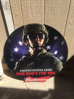 Budweiser army metal sign