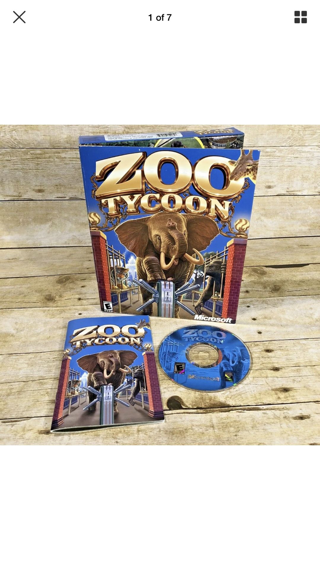 Zoo Tycoon PC 2001 Original Microsoft w/ Big Box, Manual, Disc Computer Game
