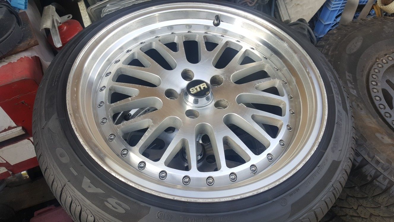 18" wheels in 5x114, 225 45 ZR18 tires, fit Honda, Toyota, Nissan, Mazda, Infiniti, Kia, Hyundai, Lexus, Mitsubishi