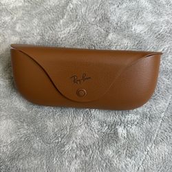 Meta Ray-Ban Brown Leather Hard Case for Glasses & Sunglasses, 