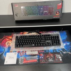 New Redragon Mechanical Gaming Keyboard Wired, 11 Programmable Backlit Modes, Hot-Swappable Red Switch, Anti-Ghosting, Double-Shot PBT Keycaps, Light 