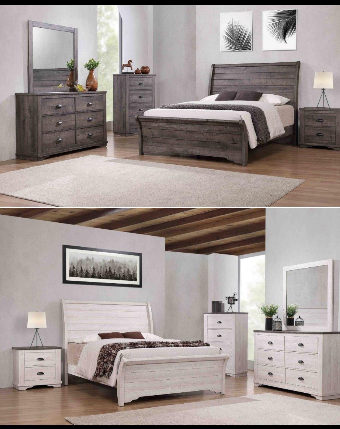 4- Pc Bedroom set Dresser,Mirror  Nightstand (1) Queen size bed frame  Not including Mattress and Box Sp