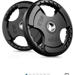 Pair Of 45 Lb Rubber Coated Olympic Grip Plates 