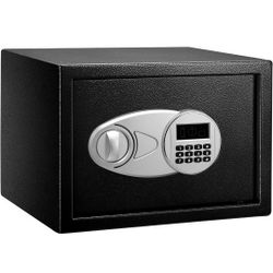 Steel Security Safe and Lock Box with Electronic Keypad - Secure Cash, Jewelry, ID Documents - 0.5 Cubic Feet, 13.8 x 9.8 x 9.8 Inches

