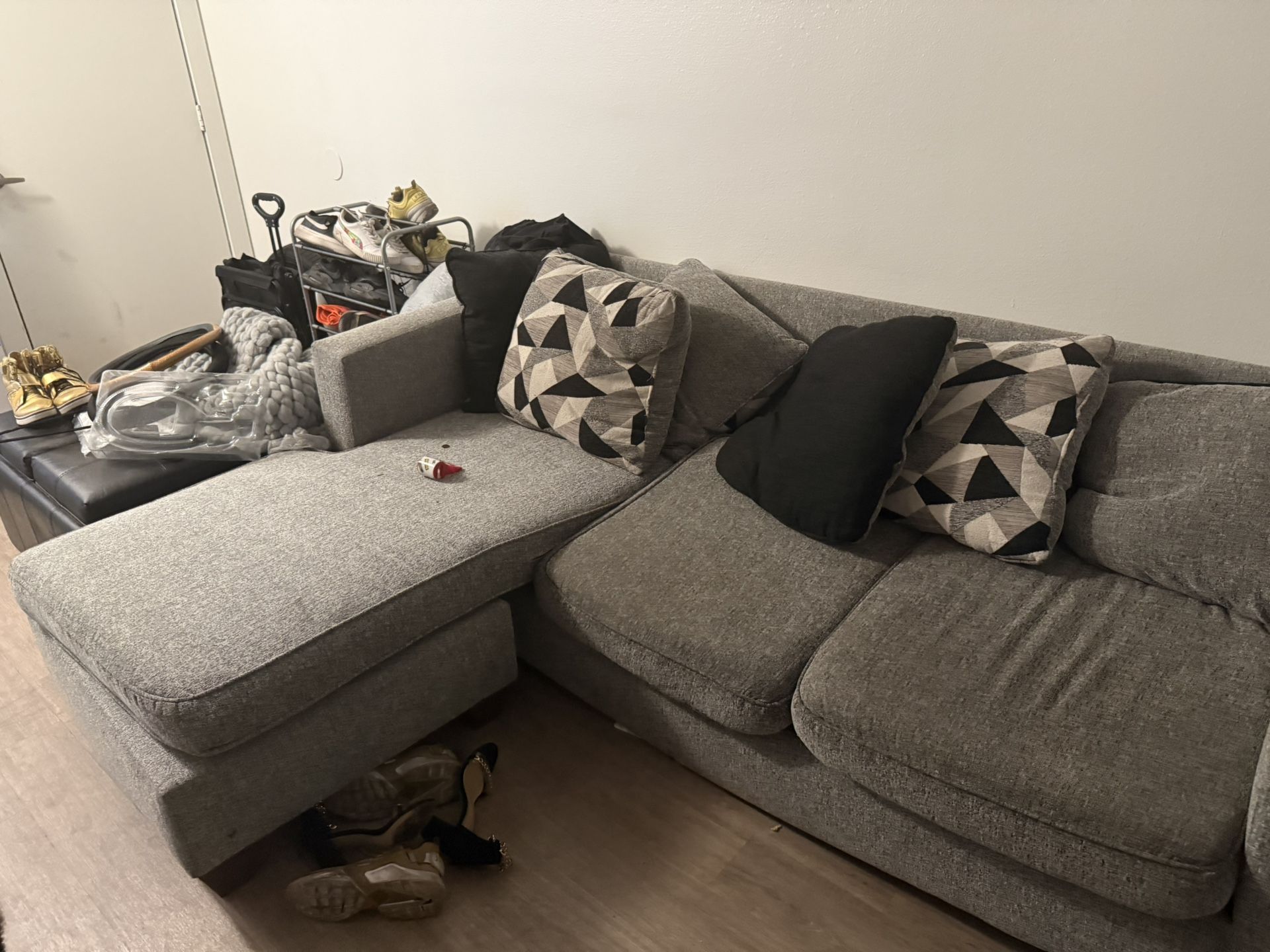 Grey Couch Sectional W/ Pillows