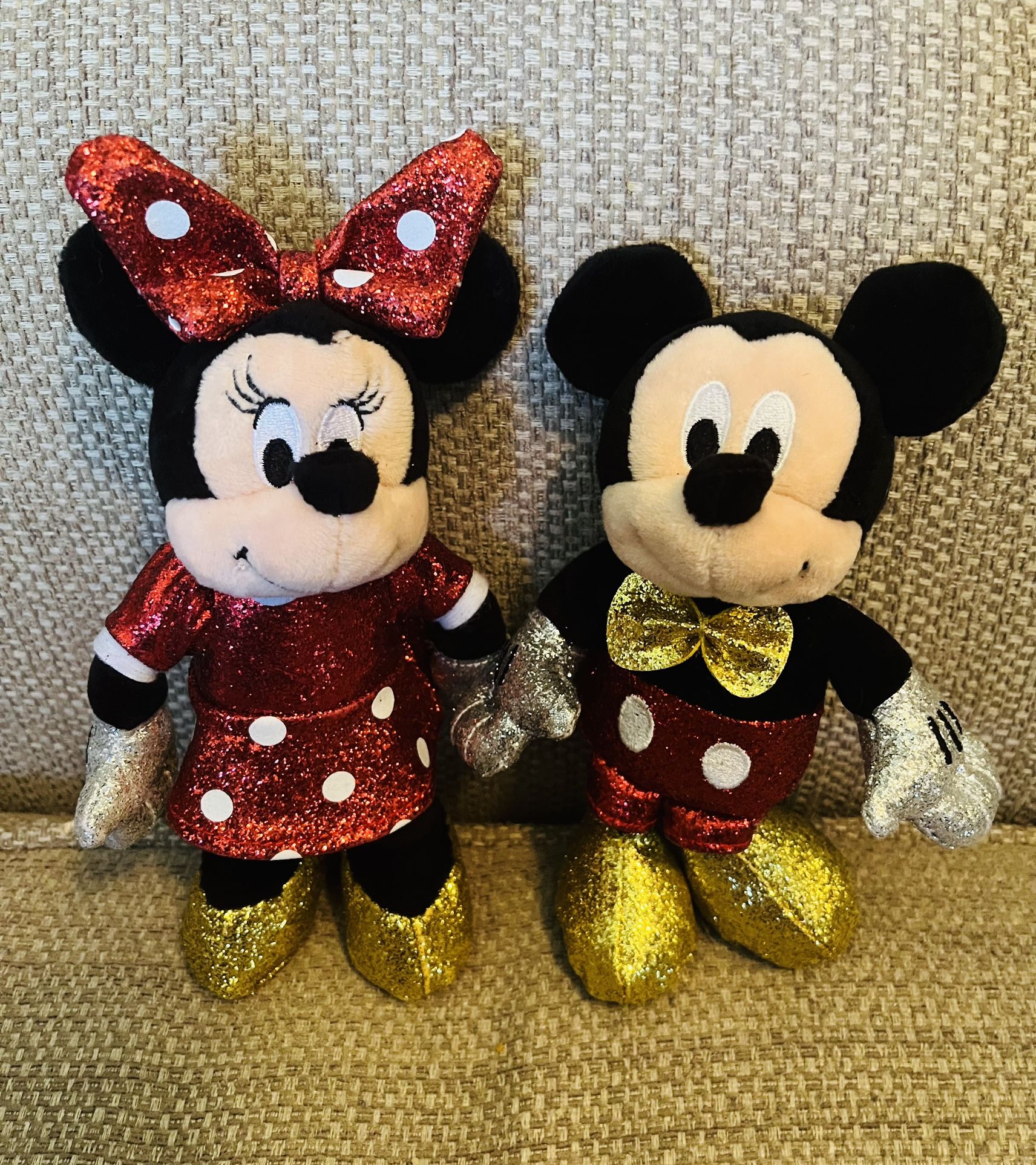 TY Glitter Sparkle Mickey & Minnie Beanie Babies