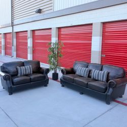 Genuine leather sofa & loveseat