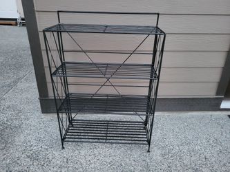 Black Metal Folding Wire Shelf Rack