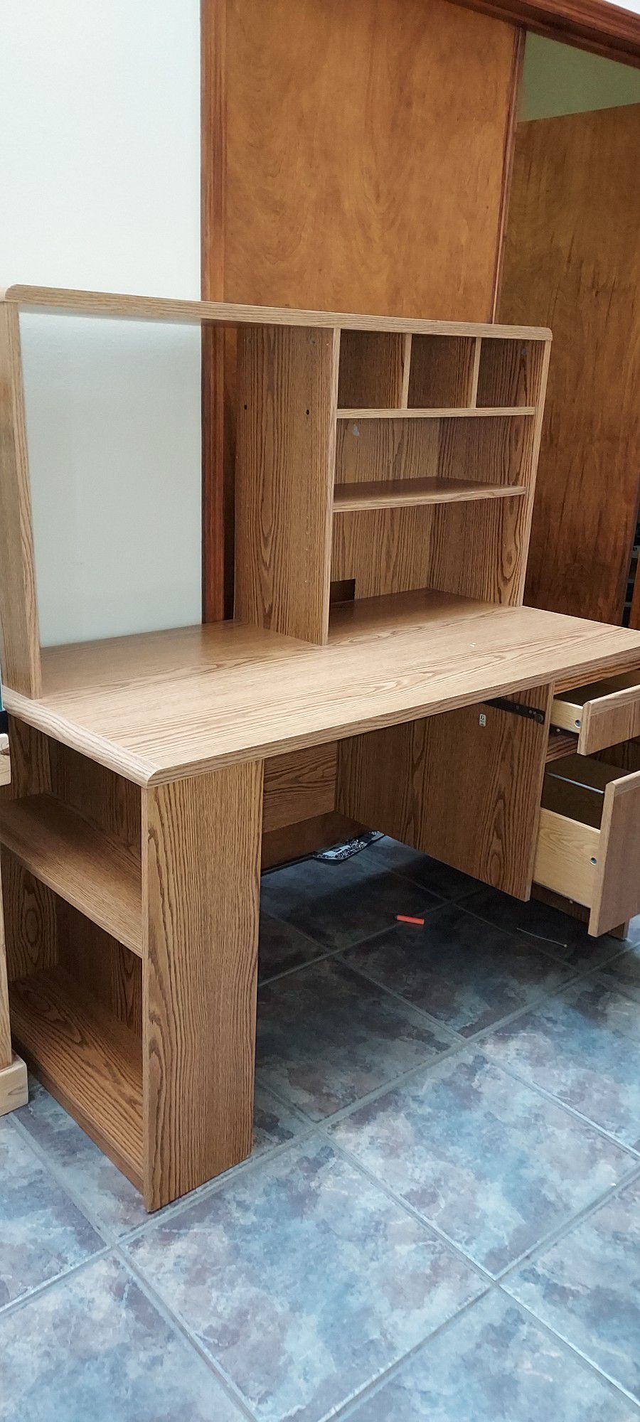 Desk with Filing Drawer and Book shelves 