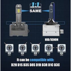 Stock Hid To Brighter LED Upgrade Bright White 6k 6500k  D1s,sd1,D2s,D2r, D4s,d4r,d3s,D3r,d2h,