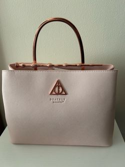 NEW Loungefly Harry Potter Deathly Hallows Tote Bag Rose Gold Wand Handle
