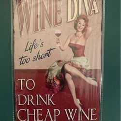 Wine Diva Metal Bar Sign Vineyard