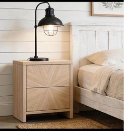 Light Wood 2-Drawer Nightstand