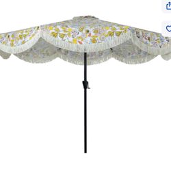 FREE 9-ft Aluminum Floral Push Tilt Umbrella