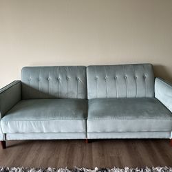 Velvet Square Arm Convertible Sofa