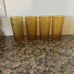 Indian Glass Amber Tumblers 