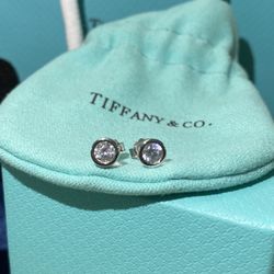 Tiffany & Co Dianond By The Yard Earrings Elsa Peretti Sterling Silver