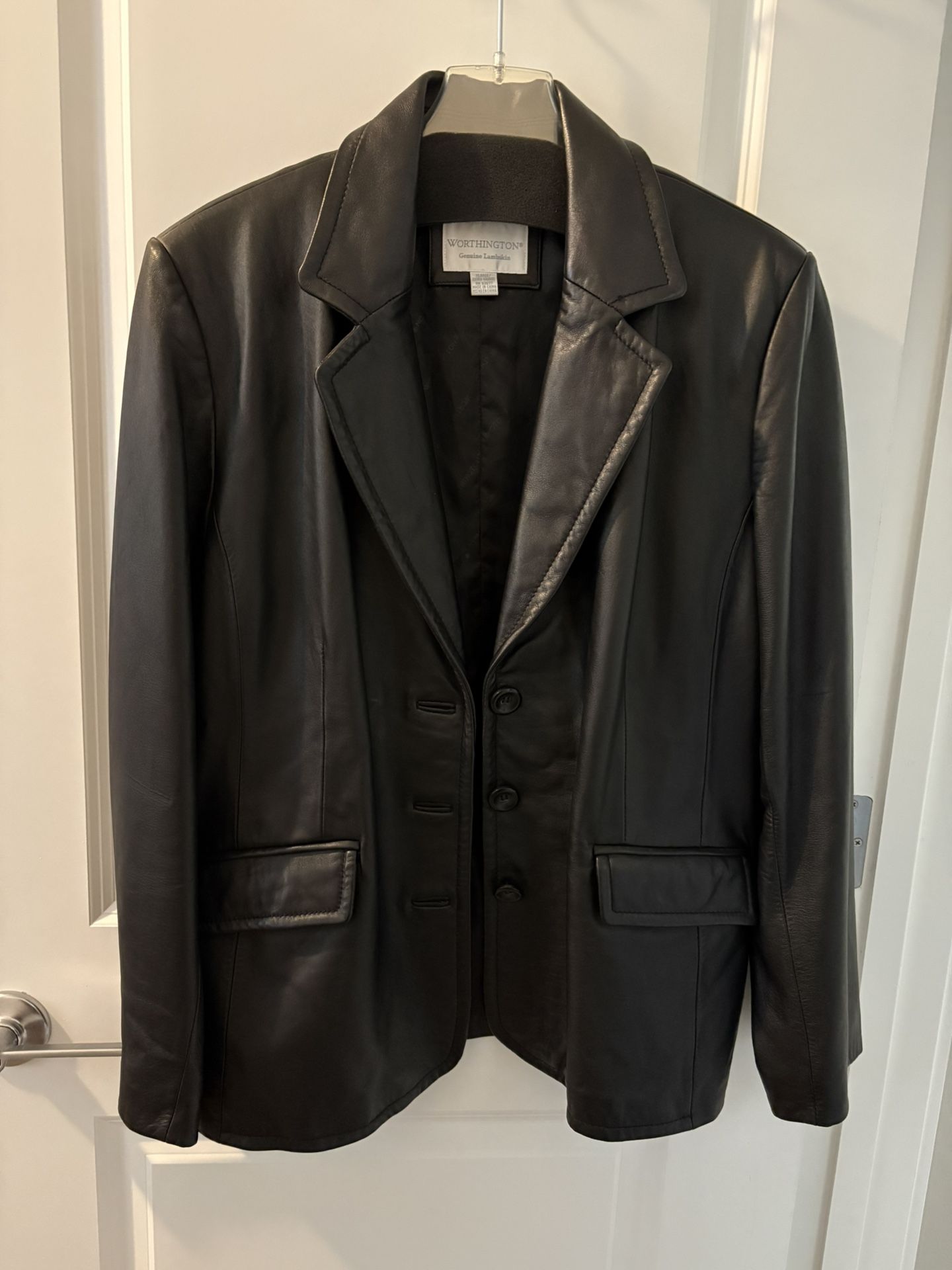 Black Leather Blazer Jacket 