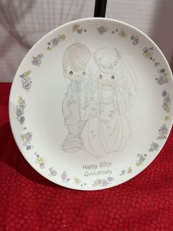 Happy 25th Anniversary Vintage Plate By Sam Butcher