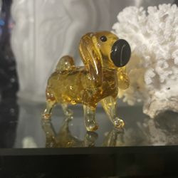 Hand-Blown Glass Art Glass Dachshund Miniature Figurine 