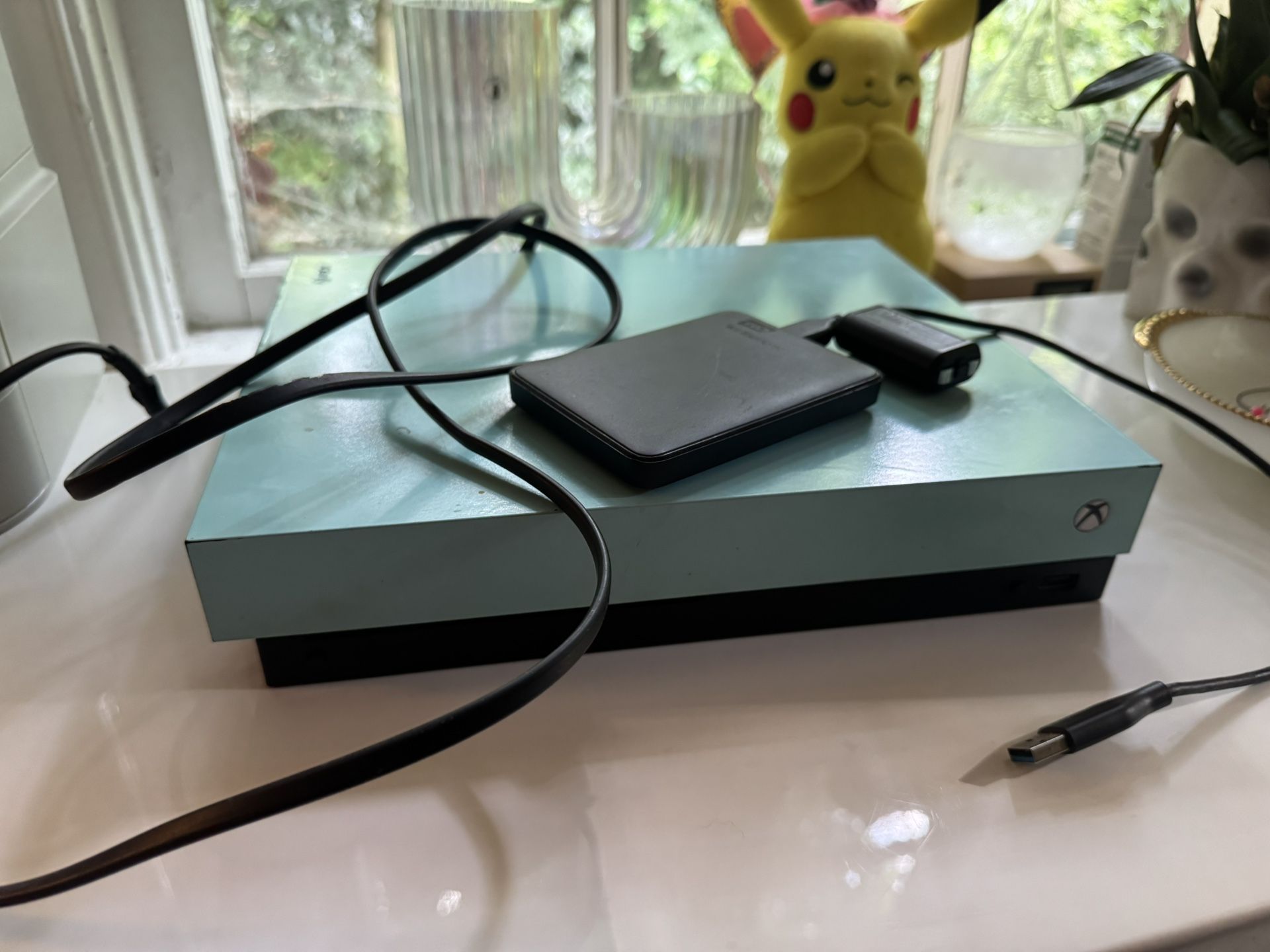Light Blue Xbox One w/ 1.8tb external hard drive