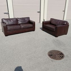 (Free Delivery) - Havertys Leather Couch & Loveseat
