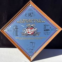 1996 Miller Beer "A Reflection of Those With a Dream" Triangular Mirror 26"x 26"