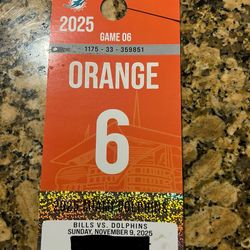 Dolphins Vs Bills Orange Parking Pass